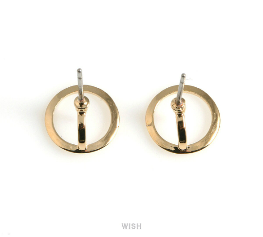 Circle Stud Earrings in Gold, Circle Ear Studs / MG-568-E