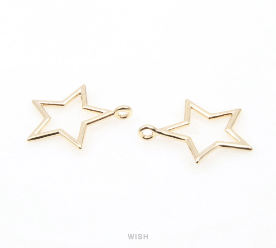 Star Outline Pendants in Gold, Star Charm / MG-014-P