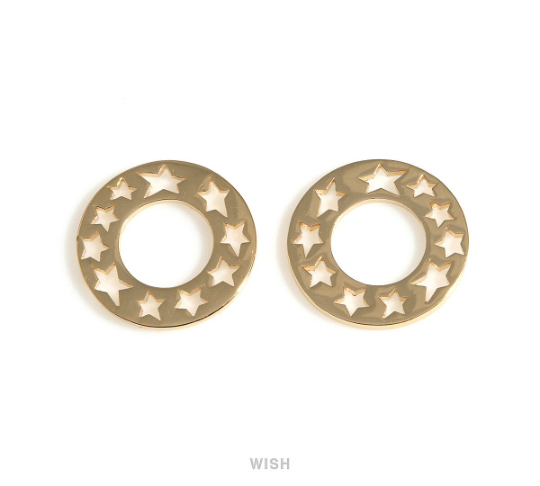 Milky Way Circle Pendants in Rhodium, Ten Stars in Circle Charms / MRH-698-P