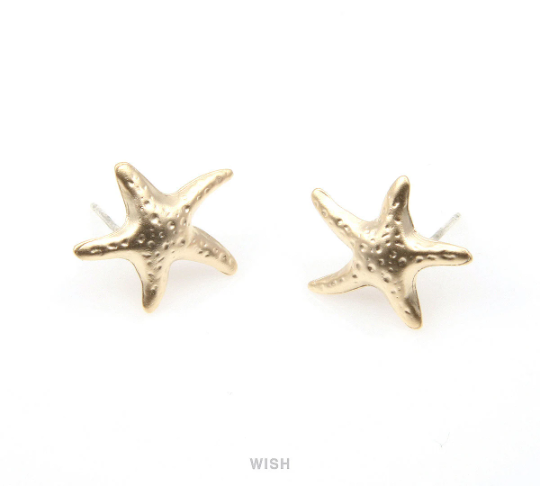 Starfish Stud Earrings in Matte Gold, Starfish Ear Studs / MMG-311-E