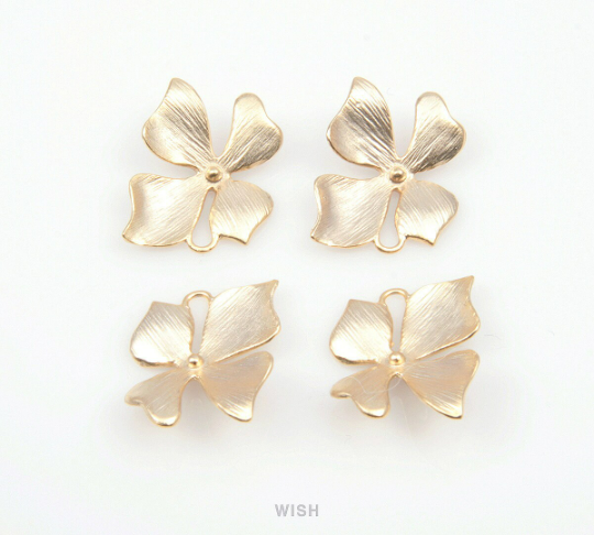 Orchid Flower Connectors in Matte Gold, Floral Charms / MMG-158-C