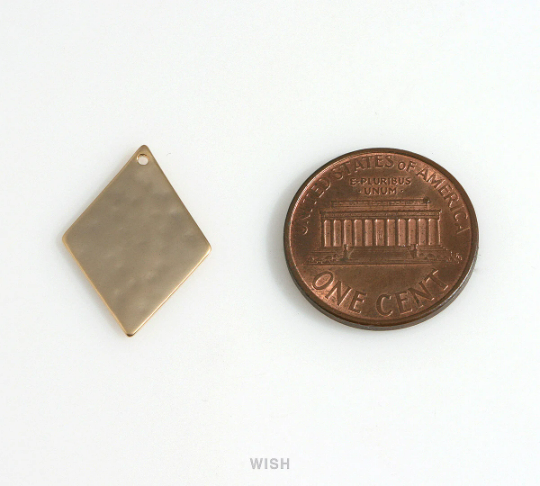 Hammered Diamond Charm in Matte Gold, Hammered Rhombus Pendants / MMG-633-P