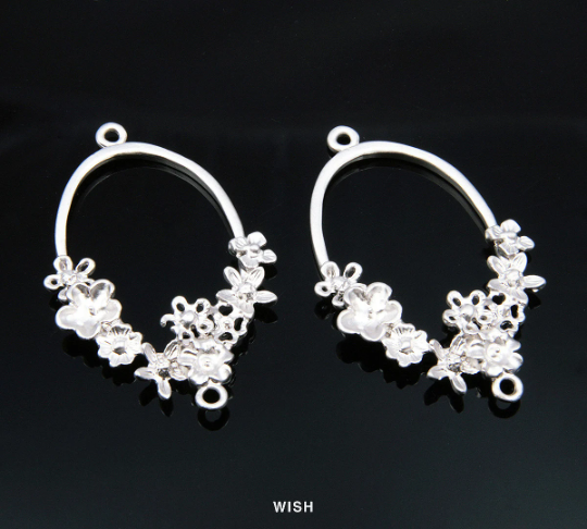 Bouquet Connectors in Matte Rhodium, Wreath Charm / MMRH-148-C