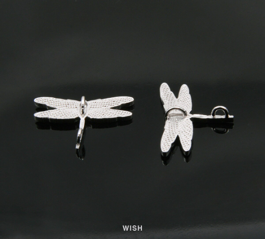 Dragonfly Pendant in Matte Rhodium, Dragonfly Charm / MMRH-280-P