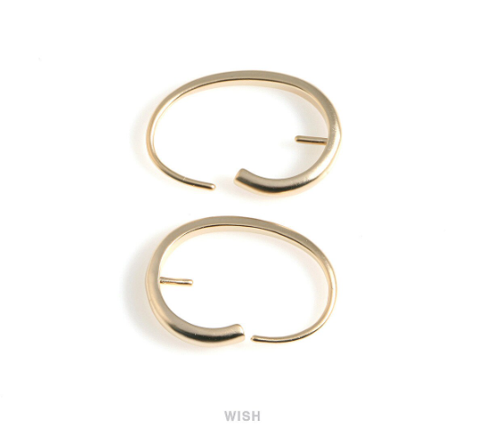 Kidney Hook in Matte Gold, Kidney Bean Hook Earrings / FMG-558-E