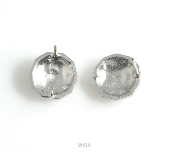 Shining Star Dome Stud Earrings in Matte Rhodium, Shining Star Stud Earrings / MMRH-464-E