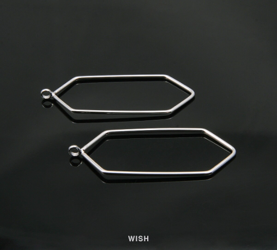 Open Hexagon Wire Pendant in Rhodium, Open Hexagon Charm / MRH-287-P
