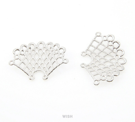 Lace Frill Pendants in Rhodium, Lace Charms /MRH-023-P