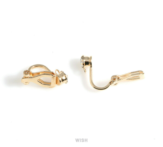 CZ Clip on Earring Converters in Gold, Non Pierced Earrings /FG-038-E