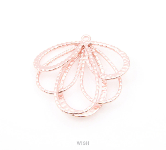 Fanwise Drop Pendants in Matte Rose Gold, Fanwise Teardrop Charms / MMRG-072-P