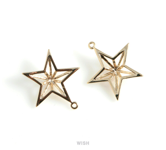 Star Pendants in Gold, Solid Star Charm / MG-450-P