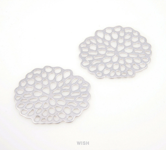 Flower in Bloom in Matte Rhodium, Flower Charms / MMRH-094-P