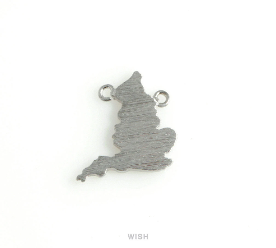 England Map Pendants in Matte Rhodium, United Kingdom Map Charm / MMRH-452-P
