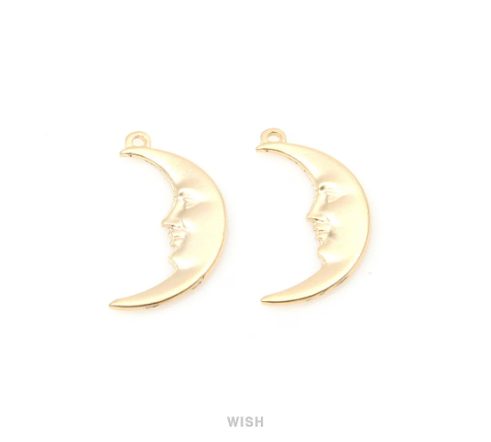 Crescent Pendant in Matte Rhodium, Crescent Charm / MMRH-235-P
