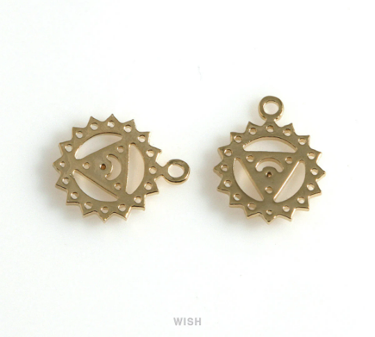 Throat Chakra with CZ Pendants in Gold, The 5th Chakra Charm / MG-497-P