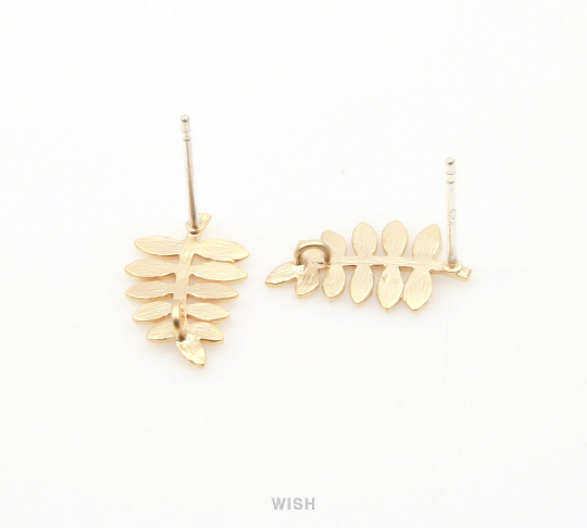 Leaves and Branch Stud Earrings in Matte Gold, Branch Ear Post / MMG-240-E