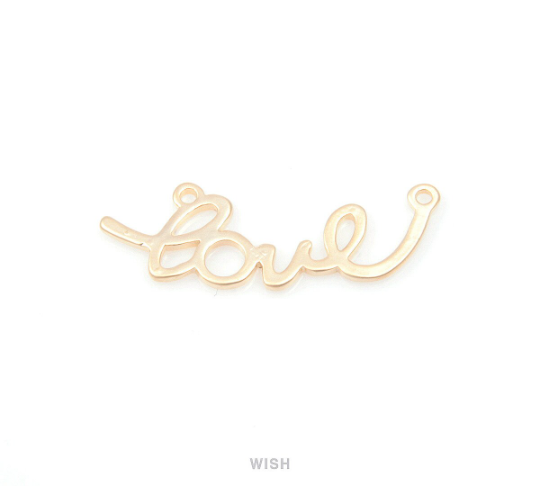 Love in Cursive Letter Pendants in Matte Gold, Cursive Script Charms / MMG-113-P