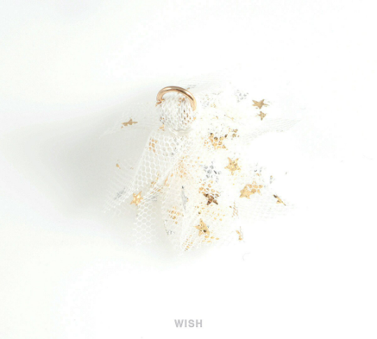 White Fabric Tassel with Gold and Silver Stars, White Fabric Tassel Earrings /TWTG-007-T