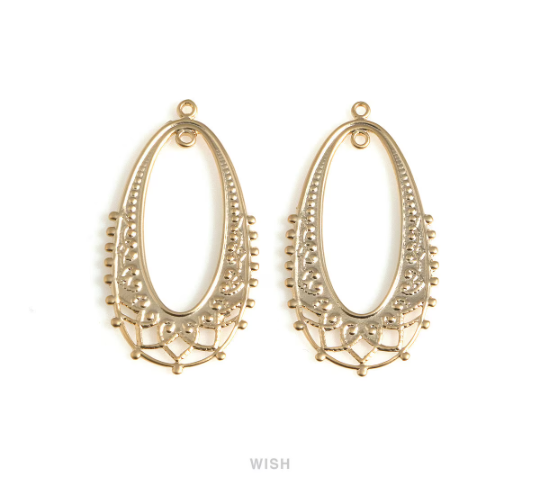 Oval Oriental Pattern Pendants in Matte Rhodium, Oval Oriental Pattern Charms / MMRH-665-P