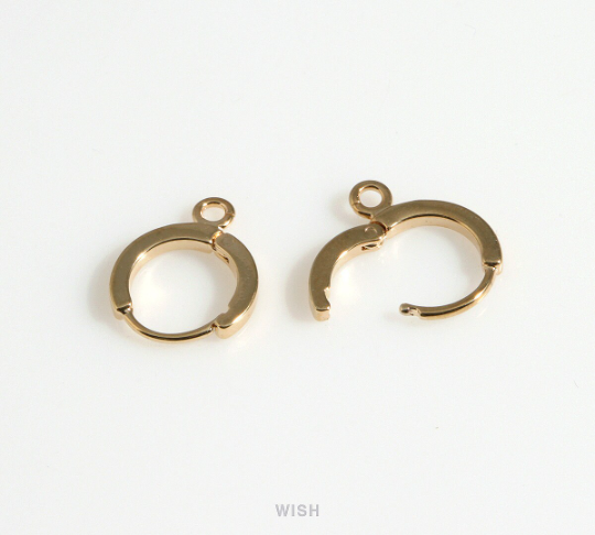 Small Clip Hoop Earrings in Gold, Sleeper Hoop Earrings / FG-029-E2