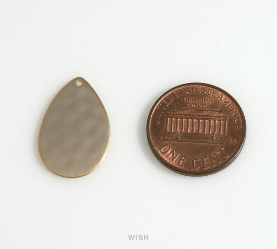Large Hammered Drop Charm in Matte Gold, Hammered Teardrop Pendants / MMG-630-P