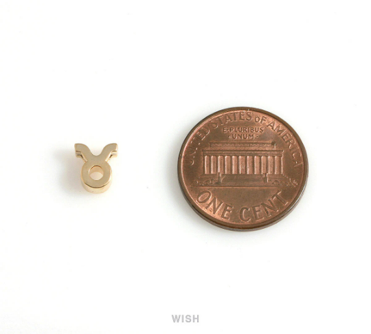 Taurus Zodiac Sign Charms in Matte Gold, Zodiac Beads /MMG-599-B