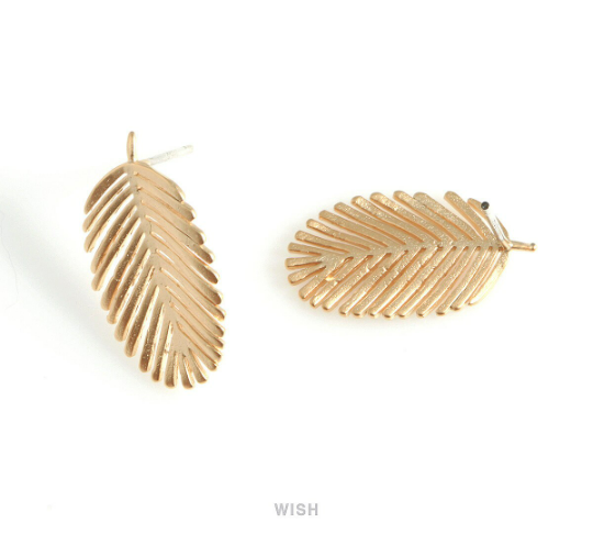 Banana Leaf Stud Earrings in Matte Gold, Banana Leaf Studs / MMG-434-E