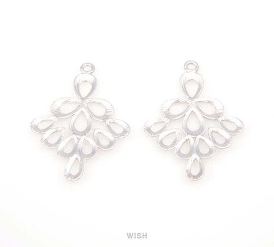 Peacock Theme Pendants in Matte Rhodium, Peacock Charms /  MMRH-086-P