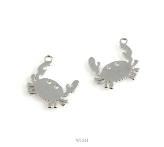 Crab Pendants in Matte Rhodium, Gold Crab Charm / MMRH-491-P