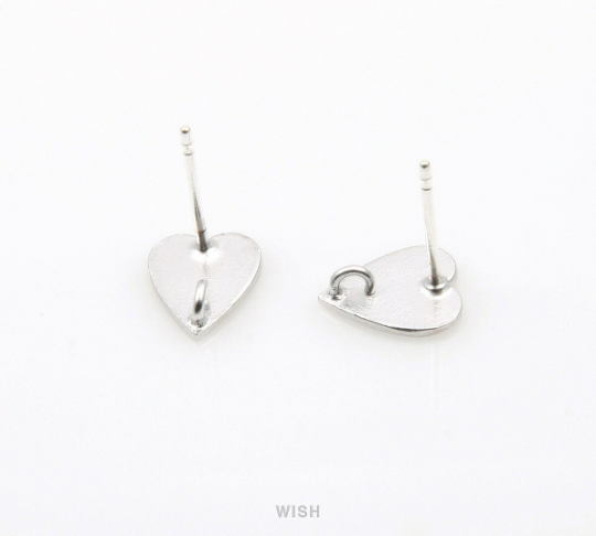 Heart Stud Earrings in Matte Rhodium, Heart studs/ MMRH-272-E