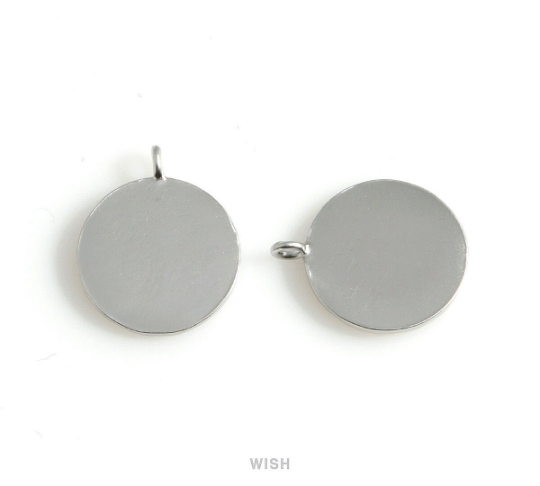 Hammered Disc Pendants in Matte Rhodium, Hammered Coin Charm / MMRH-501-P