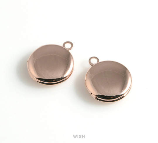 Elegant Round Rose Gold Locket, Round Locket Charm / MRG-474-P