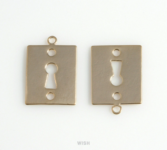 Keyhole Pendants in Matte Gold, Keyhole Charm / MMG-594-P