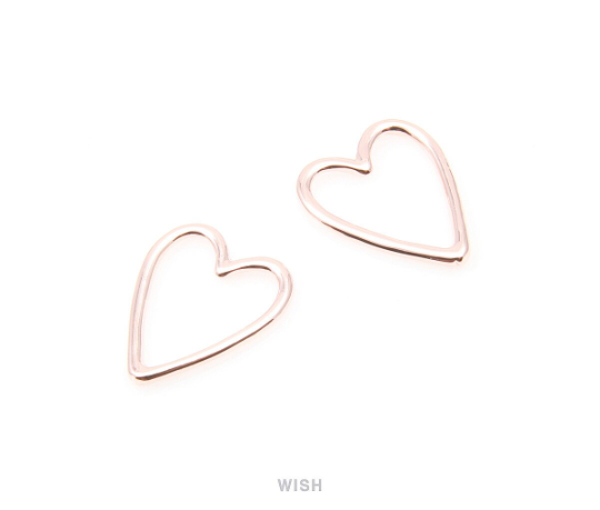 Heart Outline Pendants in Rose Gold, Heart Charm / MRG-013-P
