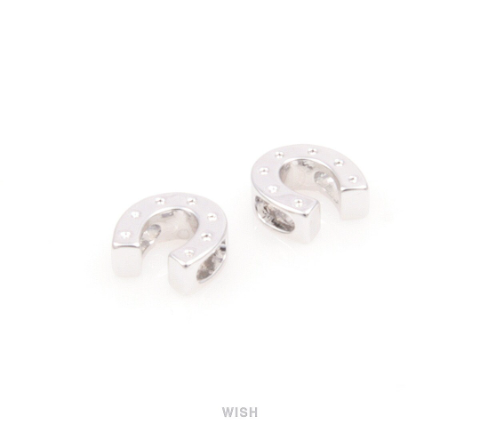 Horseshoe in Rhodium, Horseshoe Beads / MRH-066-B