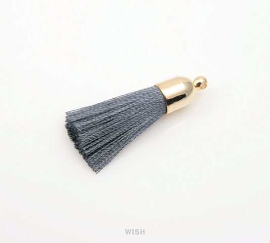 Dark Gray Thread Tassel with Bell Cap in Gold / TDYG-001-T (Small)
