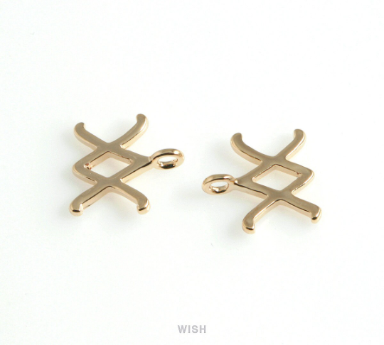 Aquarius Zodiac Sign Pendants in Gold, Zodiac Charm / MG-453-AQ
