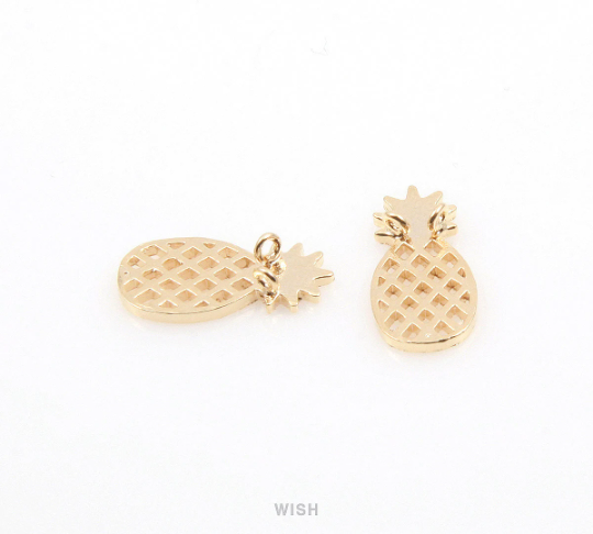 Pineapple Pendants in Matte Gold, Pineapple Charm /