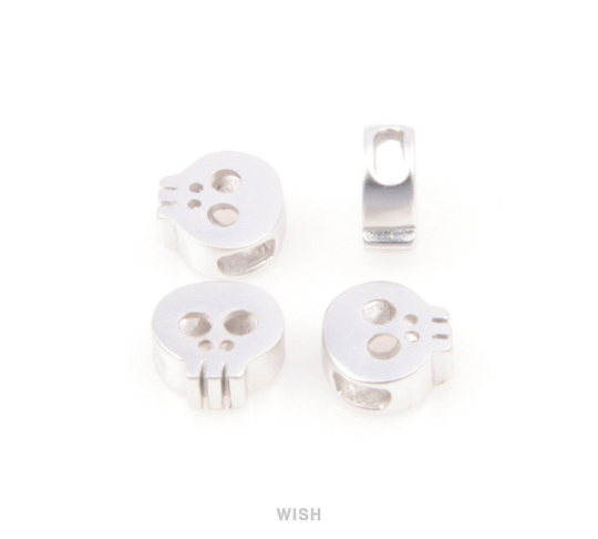 Small Skull in Matte Rhodium, Skull Beads / MMRH-038-B