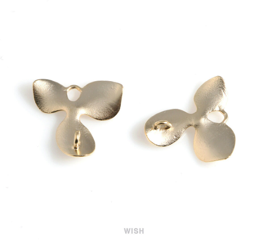 Orchid Leaves Connectors in Matte Gold, Floral Charms / MMG-035-C
