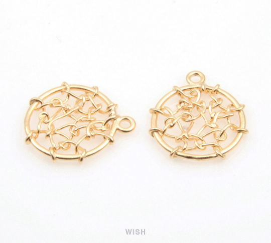 Dream Catcher Pendants in Matte Gold, Dreamcatcher Charm / MMG-342-P