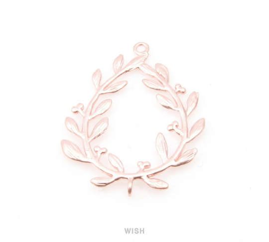 Laurel Wreath Connectors in Matte Rose Gold, Laurel Charms / MMRG-053-C