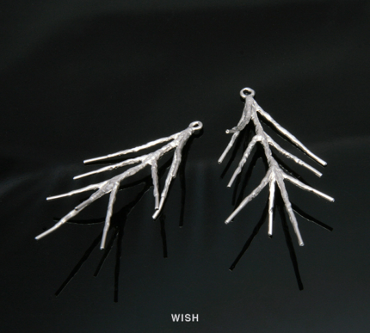 Pine Tree Pendants in Matte Rhodium, Pine Tree Charms / MMRH-175-P