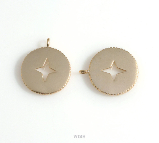 Compass Charm in Matte Gold, Compass Disc Pendants / MMG-610-P