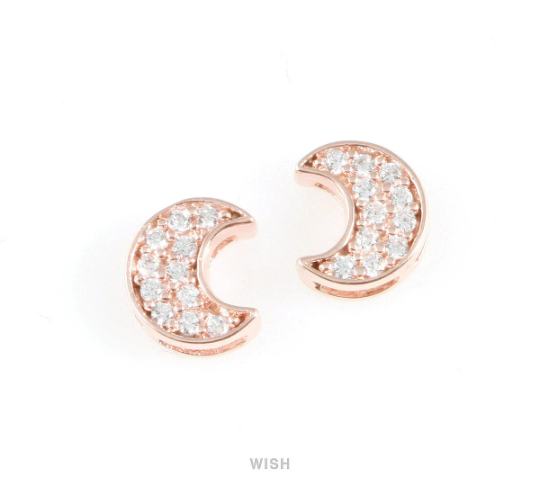 11 Round Cubic Zirconia Crescent in Rose Gold, CZ Rose Gold Crescent /CRG-014-P