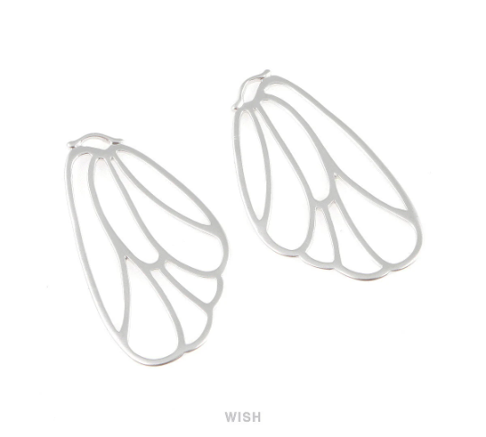 Fairy Wings Pendant in Matte Rhodium, Fairy Wings Charm / MMRH-203-P