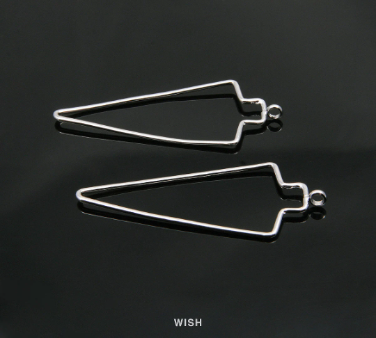Open Arrow Wire Pendant in Rhodium, Open Arrow Charm / MRH-288-P