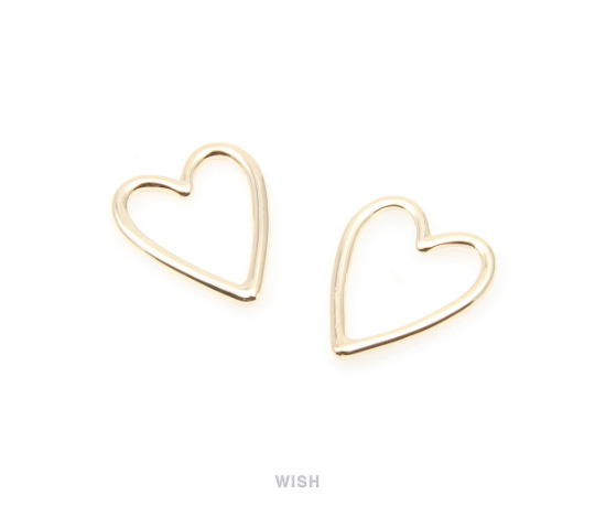 Heart Outline Pendants in Gold, Heart Charm / MG-013-P