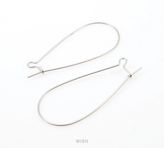 Large Kidney Hook in Rhodium, Kidney Hook Earrings / FRH-016-E (10pcs)