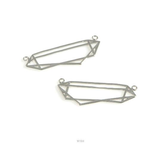 Geometric Charm in Rhodium, Open Geometric Necklace Pendants /MRH-628-P